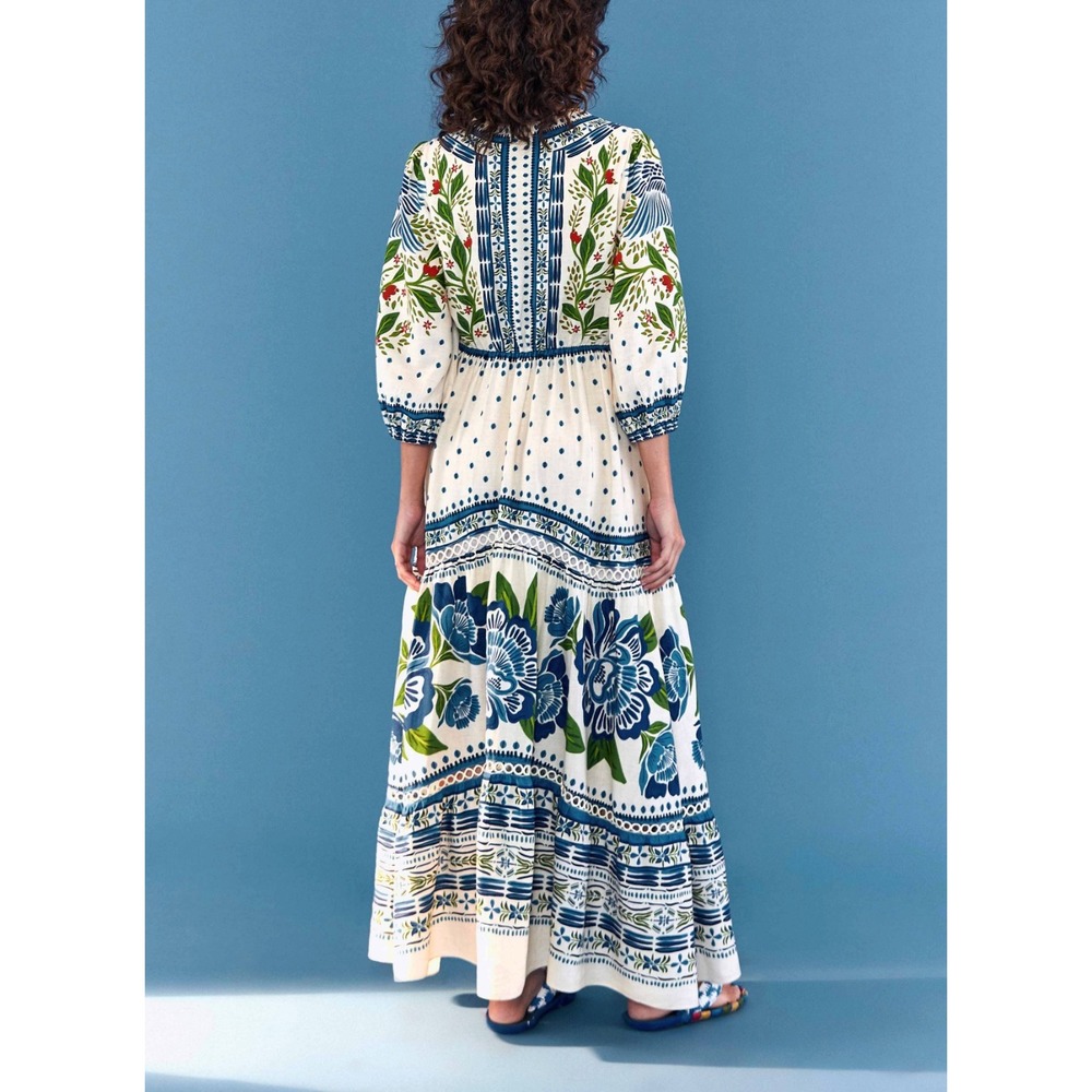NWT Farm Rio Macaw Flight Maxi Dress Small Tropical Bird Linen $280 Sold Out - Picture 3 of 16